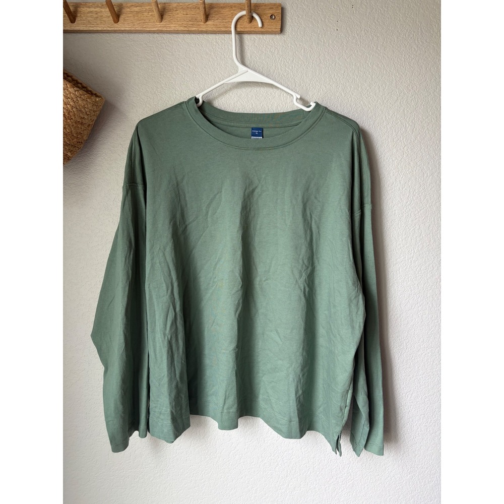 Old Navy Vintage Tee Womens XL Sage Green Long Sleeve Relaxed Cotton T-Shirt